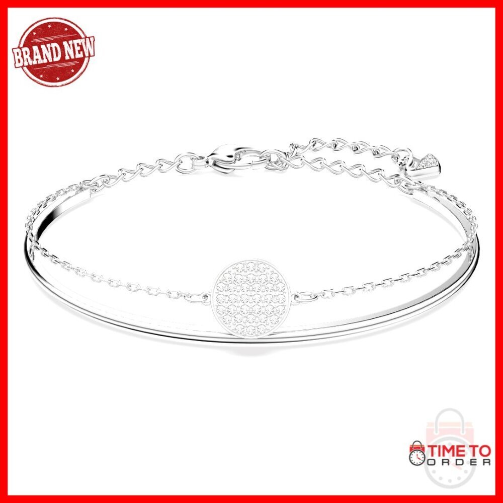 Crystal Bangle Bracelet Elegant Minimal Chic Rhodium Finish Sparkling